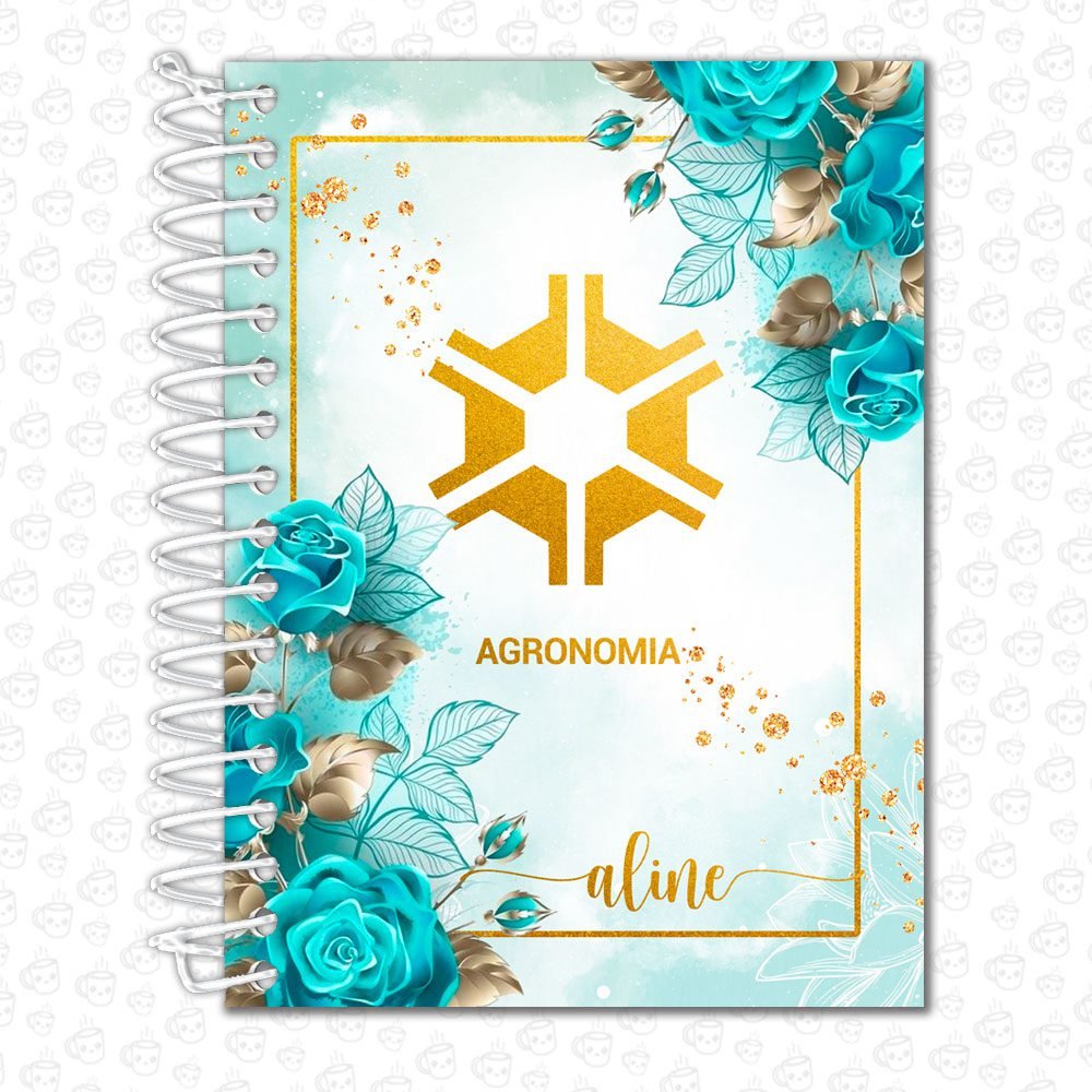 Caderno Espiral Profissões Floral Azul