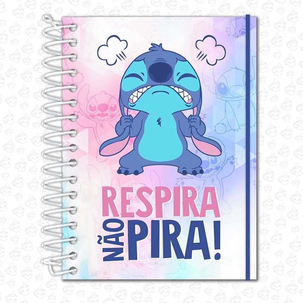 Caderno Espiral Lilo & Stitch Respira Não Pira