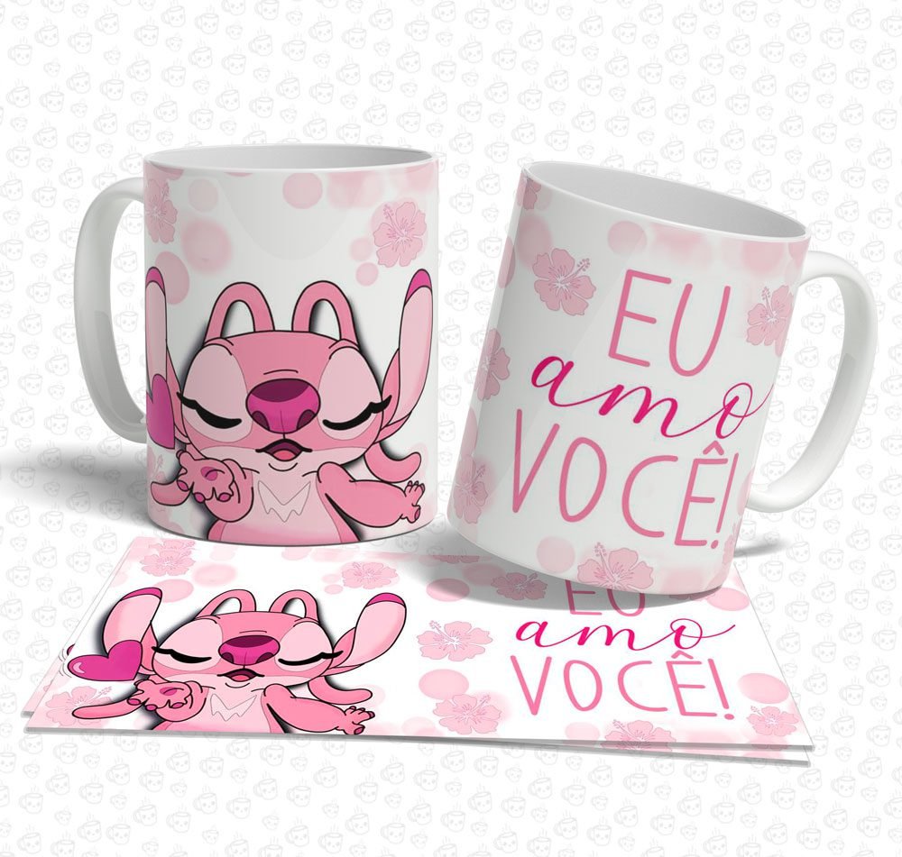 Caneca Lilo & Stitch Eu Amo Você!