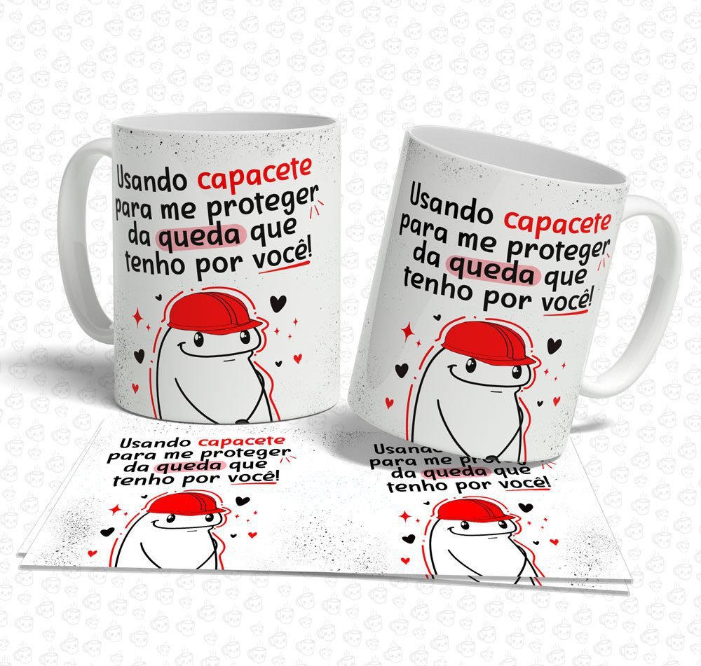 Caneca Flork Usando capacete para me proteger...
