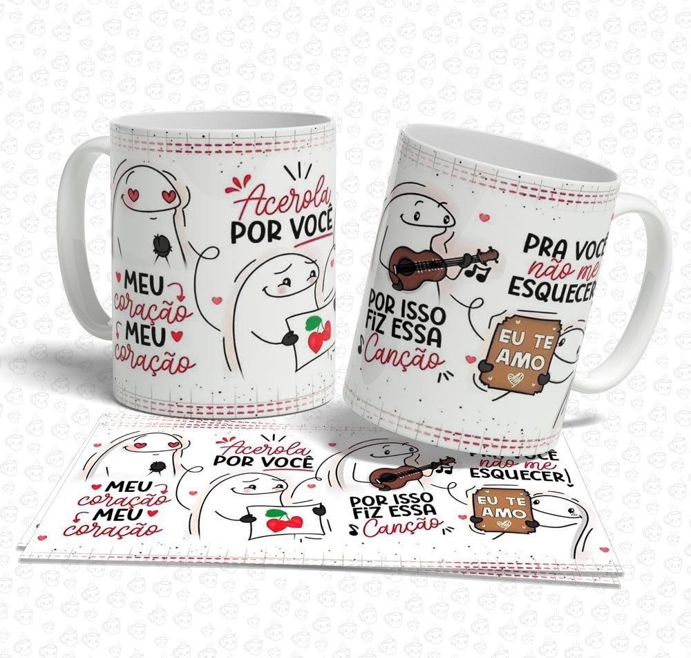 Caneca Flork Meu Coração Acerola por Você...