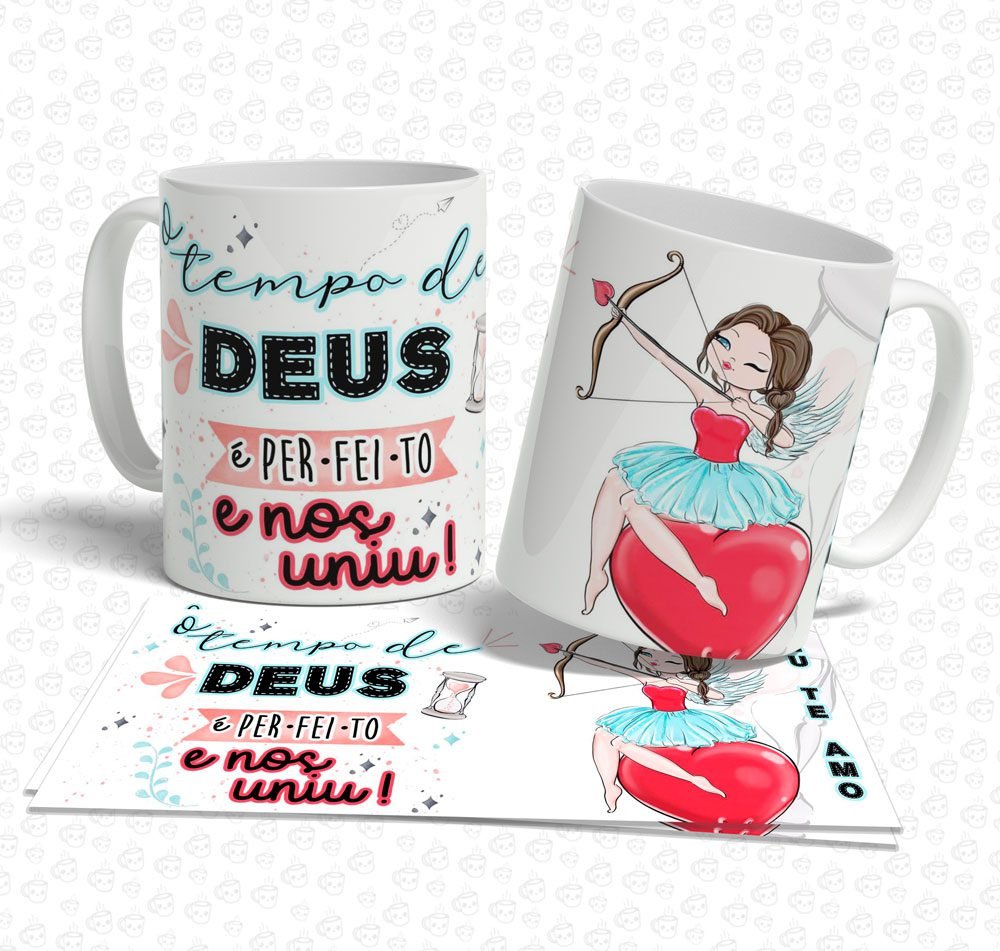 Caneca O Tempo de Deus é Perfeito e nos Uniu!