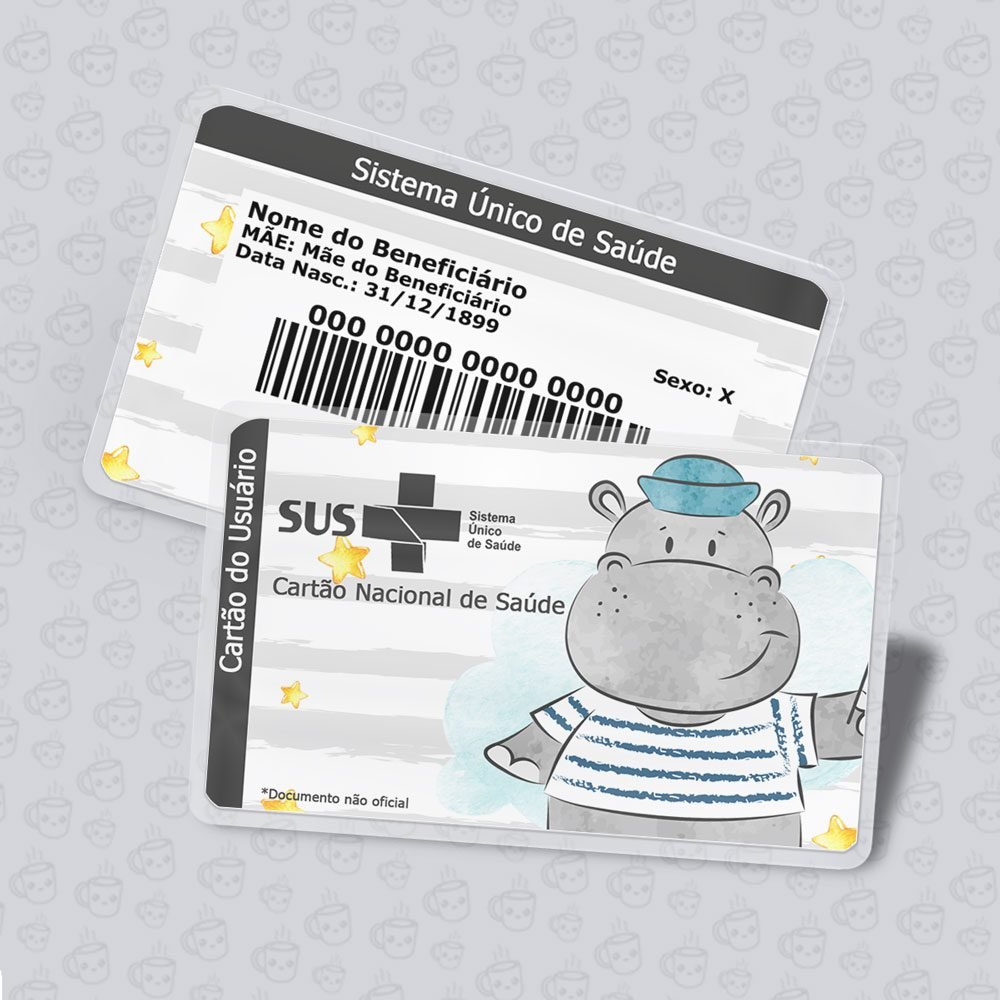 Cartão SUS Hipopótamo Menino