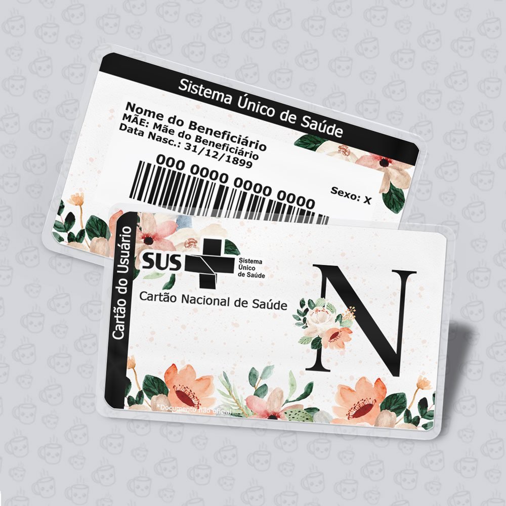 Cartão SUS Floral com Inicial