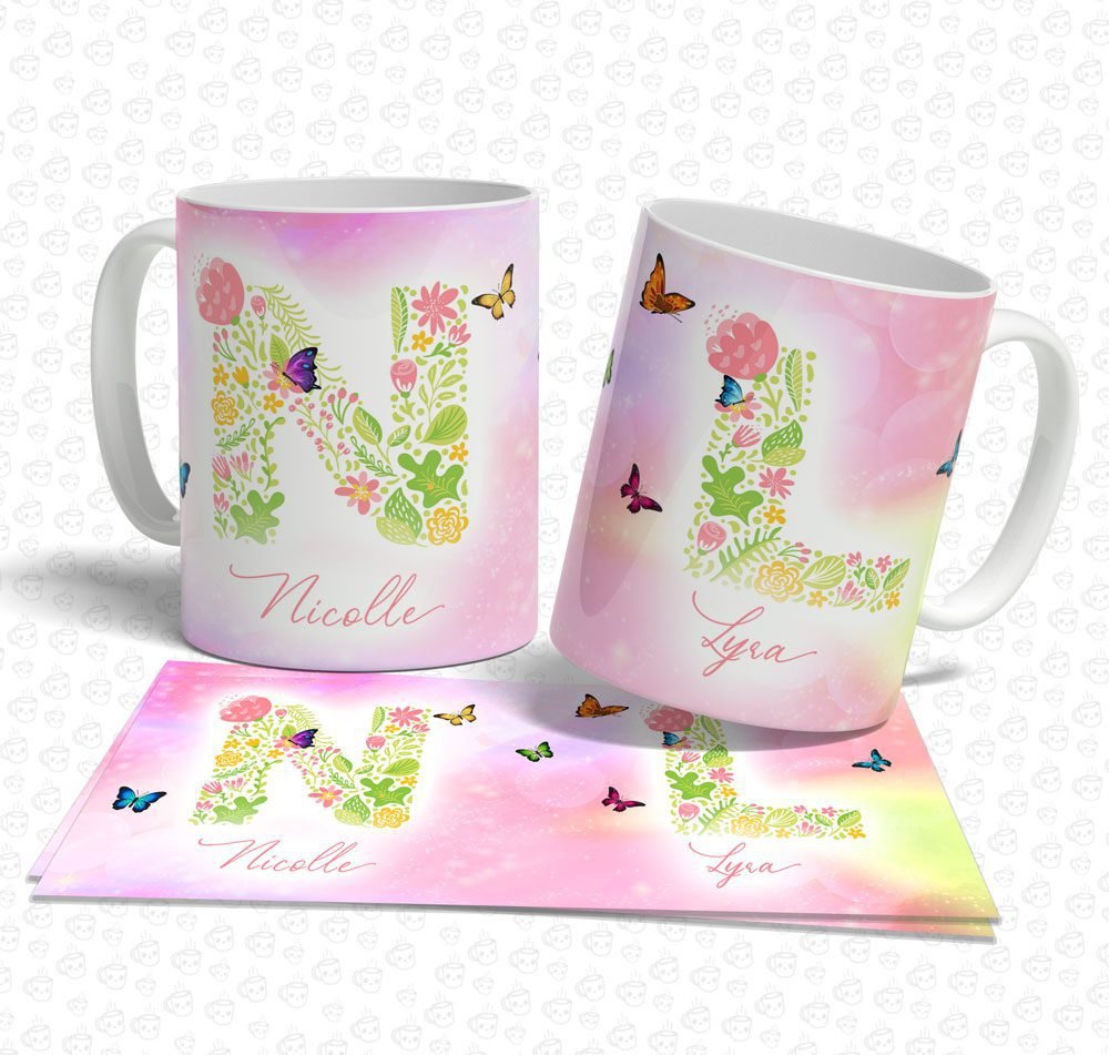 Caneca Floral com Nome