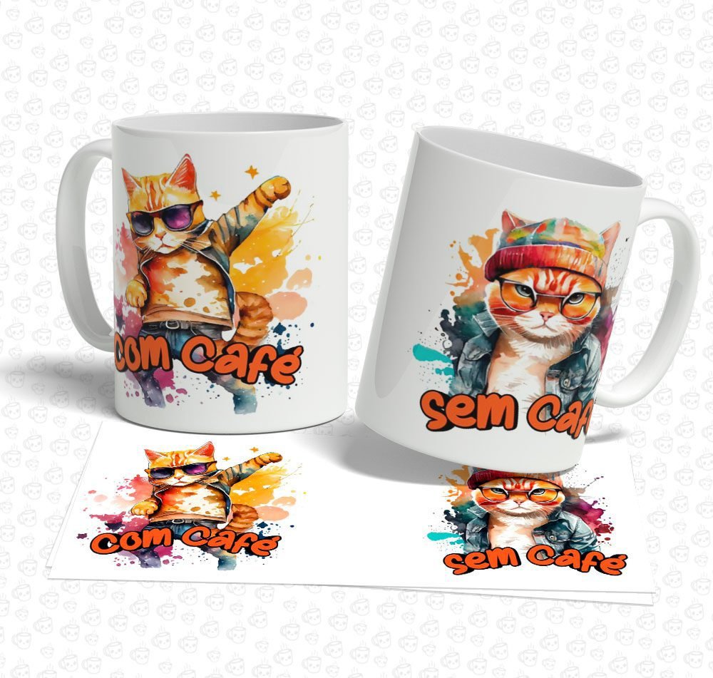 Caneca Gato Com Café Sem Café