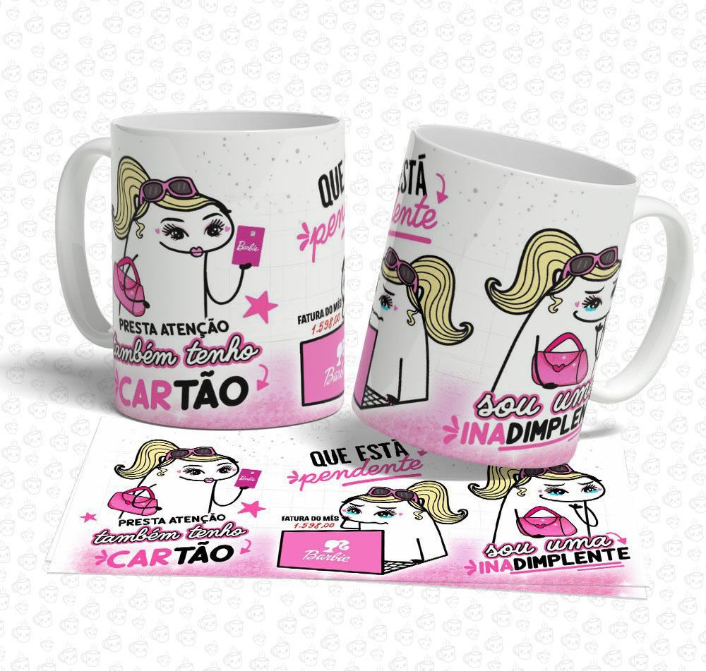 Caneca Flork Barbie Presta Atenção Também Tenho Cartão