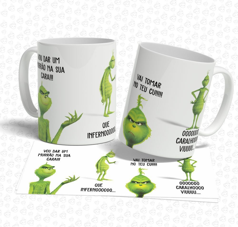 Caneca Grinch Vou Dar um Murrão na sua Cara