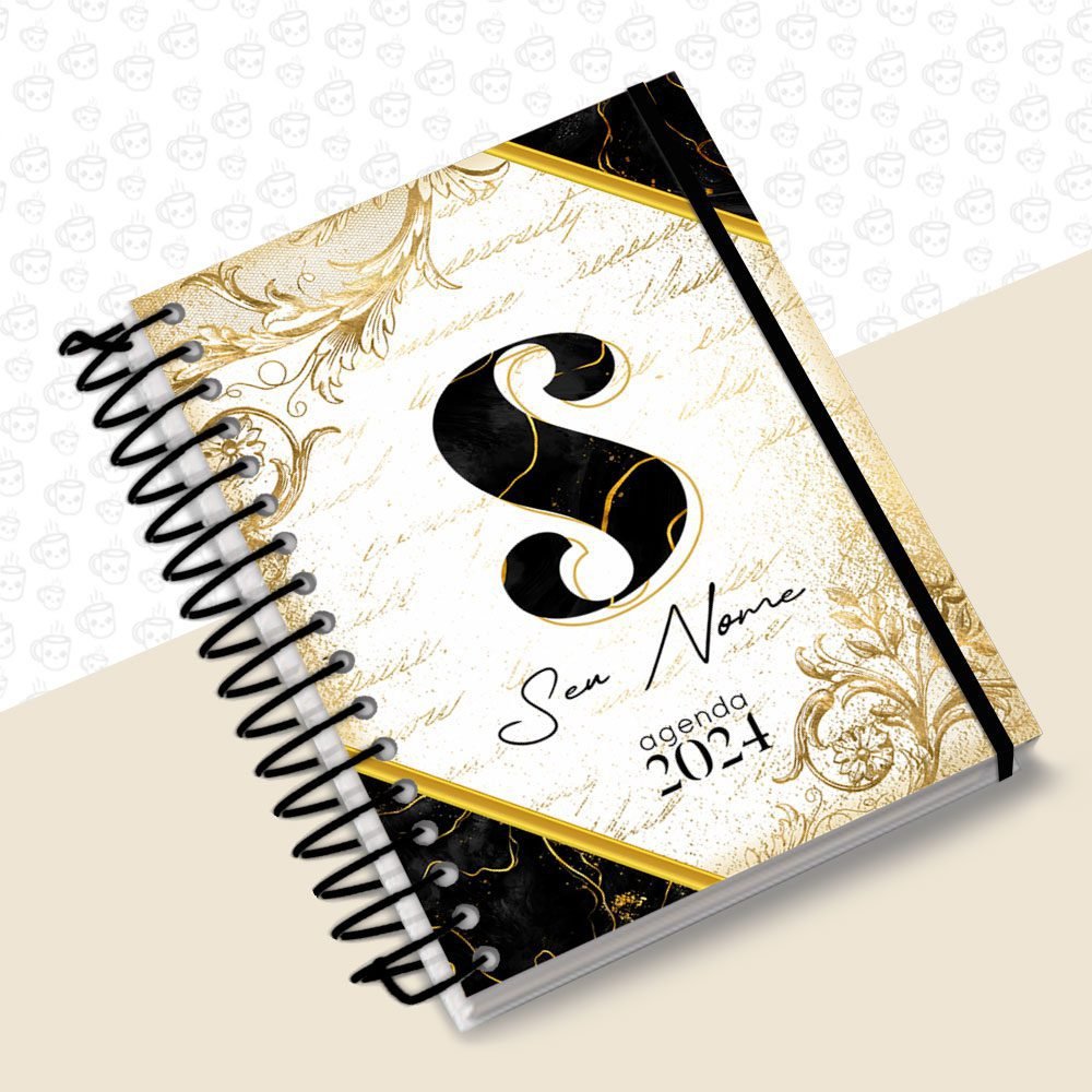 Agenda Arabesco Preto e Dourado