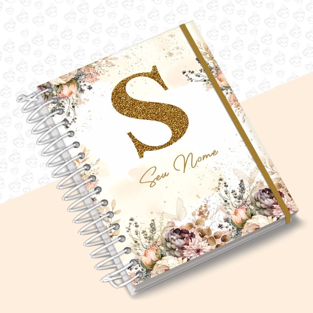 Agenda Floral Gold Alfabeto