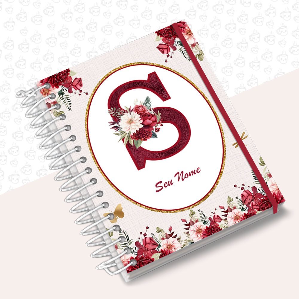 Agenda Floral Linho Marsala Alfabeto