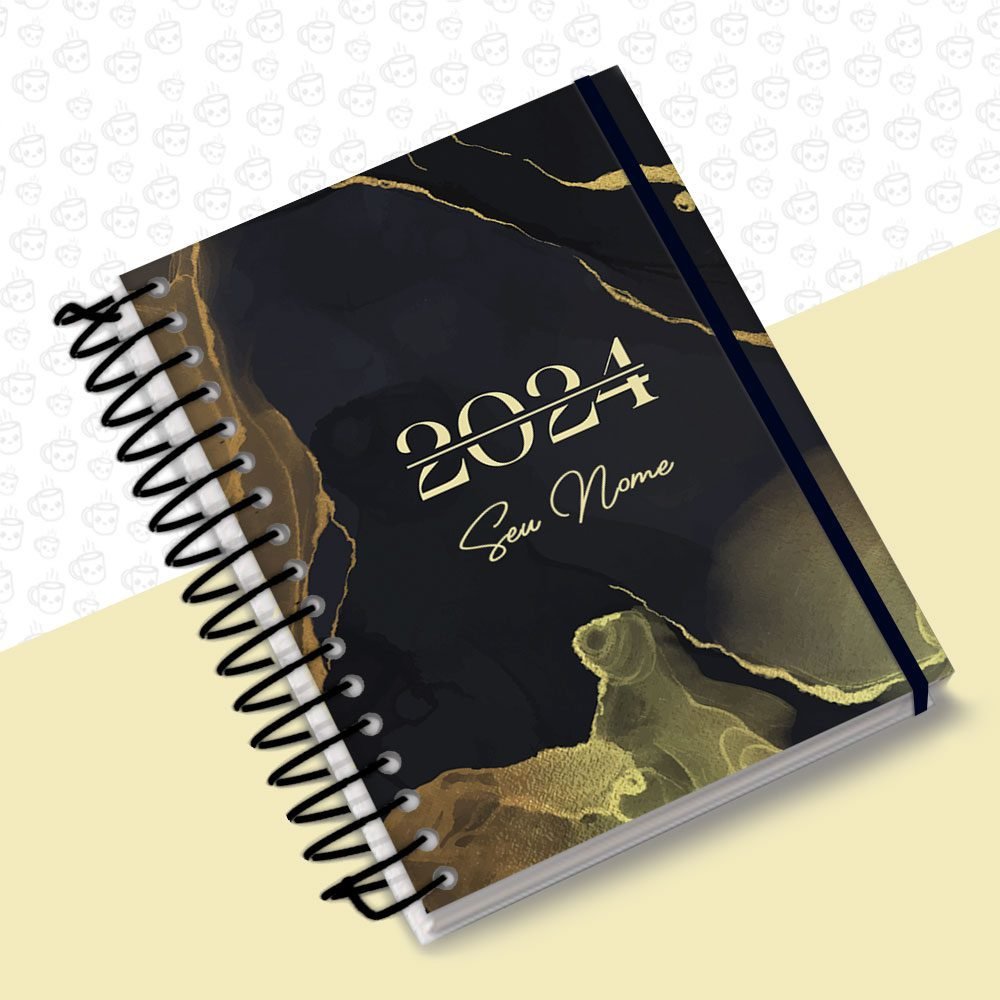 Agenda Masculina Marble Amarelo
