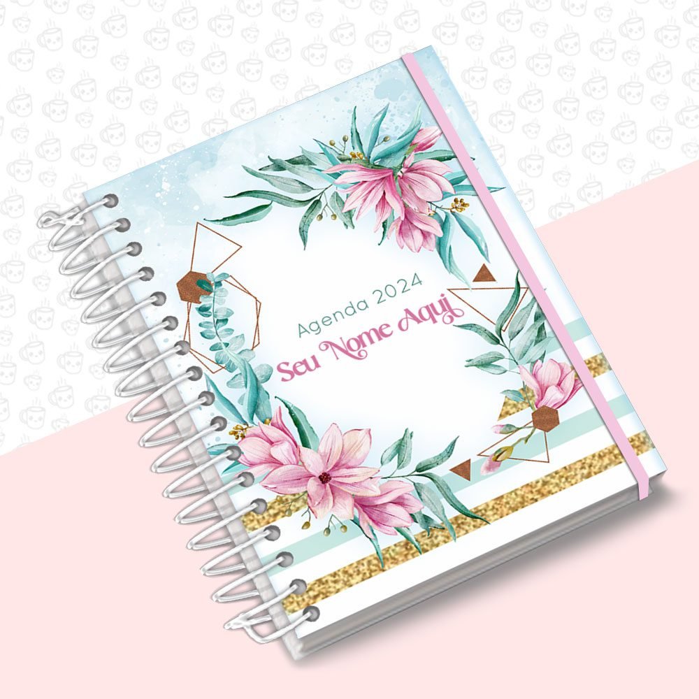 Agenda Floral Rosa Azul Gold